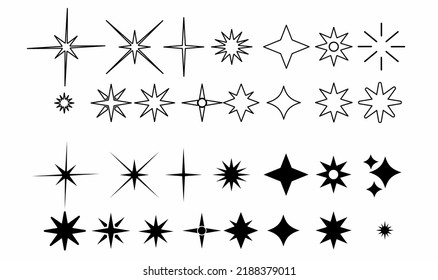 sparkle icon set isolated on white background