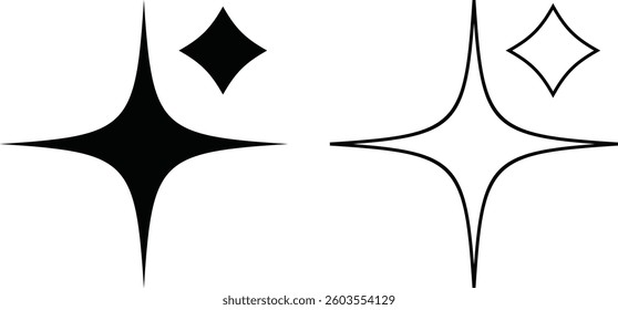 Sparkle icon set isolated on transparent background. flat and line style collection vectors for decoration. stars sparkles icon for your web site design, logo, app, UI. stars black symbol. glint sign.