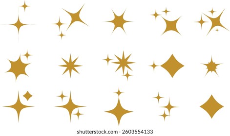 Sparkle icon set isolated on transparent background. flat and line style collection vectors for decoration. stars sparkles icon for your web site design, logo, app, UI. stars black symbol. glint sign.