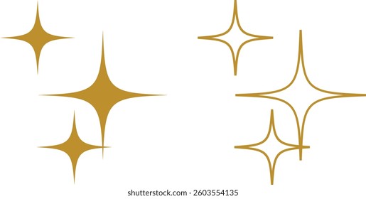 Sparkle icon set isolated on transparent background. flat and line style collection vectors for decoration. stars sparkles icon for your web site design, logo, app, UI. stars black symbol. glint sign.