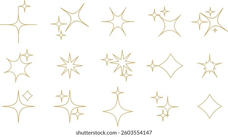 Sparkle icon set isolated on transparent background. flat and line style collection vectors for decoration. stars sparkles icon for your web site design, logo, app, UI. stars black symbol. glint sign.