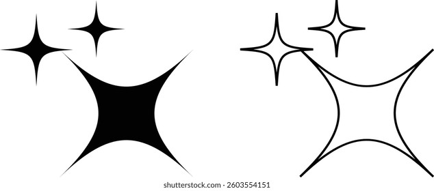 Sparkle icon set isolated on transparent background. flat and line style collection vectors for decoration. stars sparkles icon for your web site design, logo, app, UI. stars black symbol. glint sign.