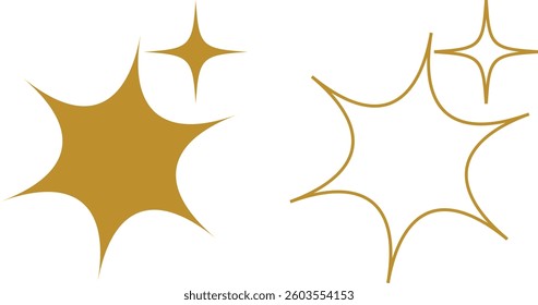 Sparkle icon set isolated on transparent background. flat and line style collection vectors for decoration. stars sparkles icon for your web site design, logo, app, UI. stars black symbol. glint sign.