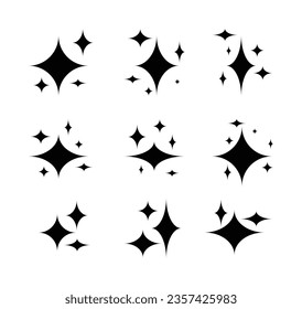 sparkle icon set with star symbol, simple and modern design. vector for decoration of banners, greeting cards, flyers, social media.