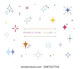 Conjunto de Vector de iconos de chispa versión colorida. Colección de efecto de luz brillante. destello brillante. luz de estrella brillante. fuegos artificiales brillantes, centelleo. kira kira.