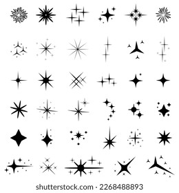 Sparkle Symbol Vektorset. Sterne funkelnde Zeichensammlung für Illustrationen. Sternzeichen oder Logo.