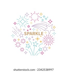 Sparkle Icons Circle Shape Background Vector Design. 