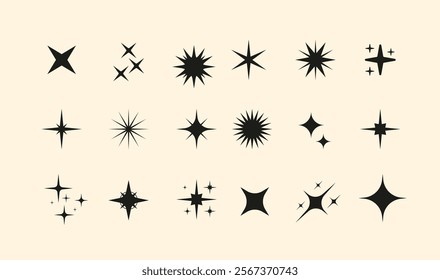 sparkle icons collection. Set of star shapes.