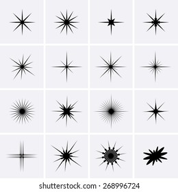Sparkle Icons. Set light effect stars bursts.