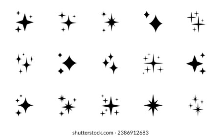 Sparkle Icons set. Twinkle stars collection. Shine star icons. Effect shine, glitter, twinkling and clean. Star sparkle icon. Vector illustration.