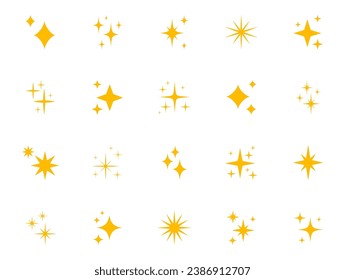Sparkle Icons set. Twinkle stars collection. Shine star icons. Effect shine, glitter, twinkling and clean. Star sparkle icon. Vector illustration.