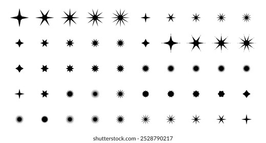 Sparkle icons set. Twinkle stars collection. Shine star icons. Effect shine, glitter, twinkling and clean. Star sparkle icon. Vector illustration.