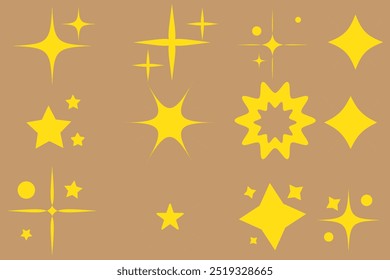 Sparkle icons. Vector stars icon. Different stars collection. Sparkles symbols. Star emojis. Sparkle stars icons. Vector graphic.