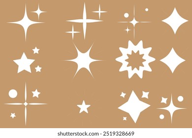 Iconos brillantes. Icono de estrellas de Vector. Diferentes estrellas de colección. Símbolos brillantes. Emojis de estrellas. Iconos de estrellas brillantes. Vector gráfico.