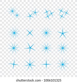 Sparkle lights stars set. Bright firework, decoration twinkle, shiny flash