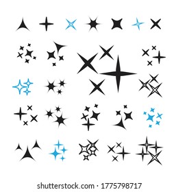 Sparkle lights stars set. Bright firework, decoration twinkle, shiny flash