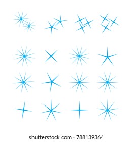 Sparkle lights stars set. Bright firework, decoration twinkle, shiny flash