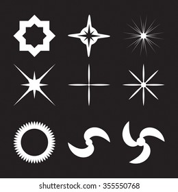 Sparkle lights stars set. Glitter light effect. Glowing light effect star bursts collection. 