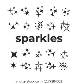 Sparkle lights stars set. Glowing light effect star.