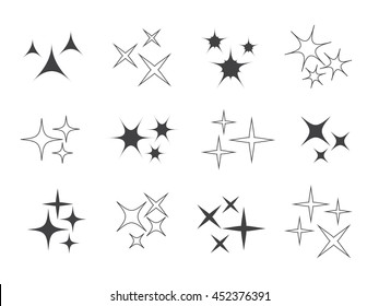 Sparkle lights Stars set. Glowing light effect star eps10