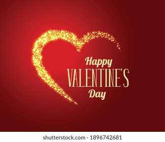 sparkle love golden heart on red background