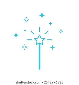 Sparkle Magic Wand Icon. Isolated on white background.