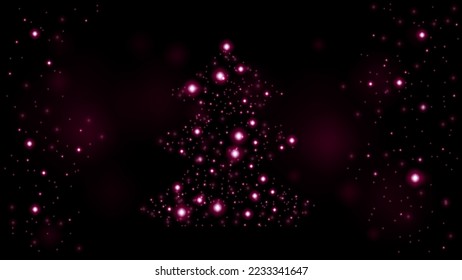 Sparkle magic xmas tree light. Greeting card Merry Christmas and Happy New Year. Vector