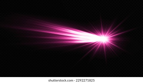 Sparkle meteor, comet and asteroid with space trails. Falling down comet on transparent background. Luxury shiny trail of fire particles with luminous star.
