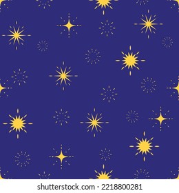 Sparkle night seamless pattern background. Star, stardust, galaxy. Vector illustration