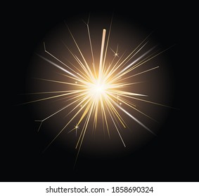 Spark auf schwarzem Hintergrund. Vektorgrafik