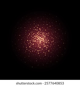 Sparkle red light. Color glow star isolated on black background. Sparkle glare in galaxy. Flash of light in space. Abstract bright sparkling vector illustration.