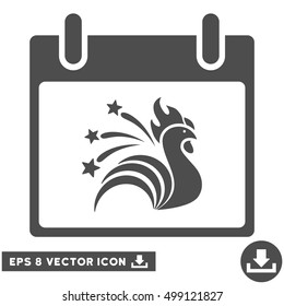 Sparkle Rooster Calendar Day icon. Vector EPS illustration style is flat iconic symbol, gray color.