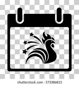 Sparkle Rooster Calendar Day icon. Vector illustration style is flat iconic symbol, black color, transparent background. Designed for web and software interfaces.