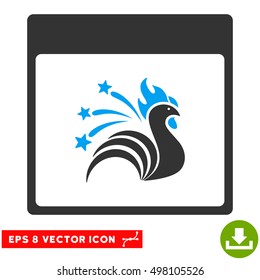 Sparkle Rooster Calendar Page icon. Vector EPS illustration style is flat iconic bicolor symbol, blue and gray colors.