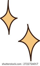 Funkelnde Formen funkeln mit sauberen Diamantpunkten und einem fetten Umriss, die als Paar mit weicher Schattierung angeordnet sind. Symbol für Glanz, Sauberkeit, Glanz und magisches Leuchten für das Highlight. Cartoon, Vektorgrafik.