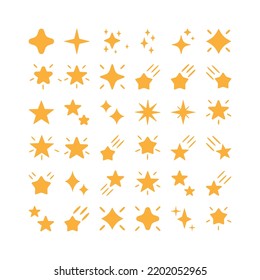 Sparkle, shimmer, shiny star, flash shape vector set