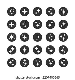 Sparkle, shimmer, shiny star, flash shape vector set