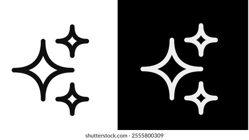 Sparkle and Shine Icon Set in Outline Style, Vector Symbol for Quality or Cleaning Service