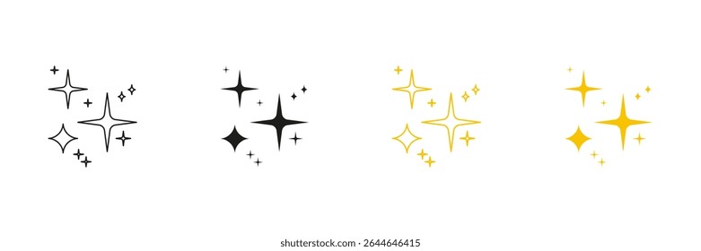 Sparkle And Shine Line And Solid Icon Set. Bright And Twinkling Star Symbol Collection. Isolated Vector Illustration.