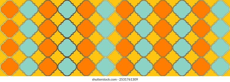 Sparkle Shiny Pattern. Cool Moroccan Pattern. Modern Geo Trellis. Quatrefoil Arabian Ethnic Tesselation. Geometric Trellis Tile. Rich Ottoman Mosaic. Elegant Seamless Oriental Border.