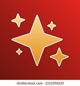 Sparkle sign. Golden gradient Icon with contours on redish Background. Illustration.