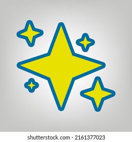 Sparkle sign. Icon in colors of Ukraine flag (yellow, blue) at gray Background. Illustration.