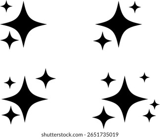 Conjunto de letrero de chispa. Signo de inteligencia artificial. Brillo de la estrella. símbolo de calificación de Cliente. Brillar el rayo de sol. símbolo de explosión de estrella simple
