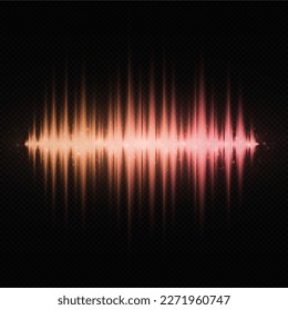 Sparkle sound wave on transparent background. Shiny digital equalizer background. Luminous music equalizer concept.