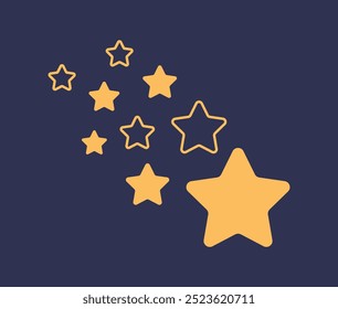 Conjunto aislado de decoración de estrellas espaciales brillantes. Ilustración de Diseño gráfico plano de Vector