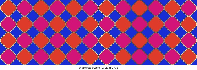 Patrón de esparcen. Papel tradicional marroquí sin foco. Tile Geométrico Trellis. Teselación étnica árabe de Quatrefoil. Moderno Geo Curvo. Genial patrón árabe. Mosaico Otomano Real.