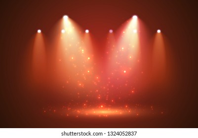 Sparkle with Spotlights on stage for your design. Vector illustration.