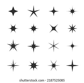 Sparkle, star burst and twinkle icons. Shine, glitter, flash or flare vector light effects of bright stars with glowing rays and sparks. Isolated signs of magic twinkles, starburst explosion, firework