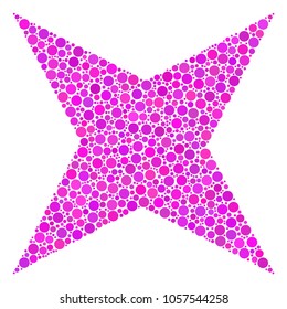 Sparkle Star collage of round dots in various sizes and color tints. Dots are combined into sparkle star vector composition. Vector design concept.