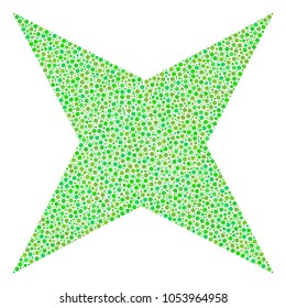 Sparkle Star composition of circle dots in various sizes and fresh green shades. Dots are united into sparkle star vector illustration. Ecological vector design concept.